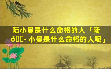 陆小曼是什么命格的人「陆 🌷 小曼是什么命格的人呢」